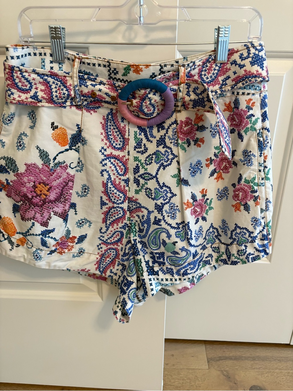Farm Rio floral shorts with belt